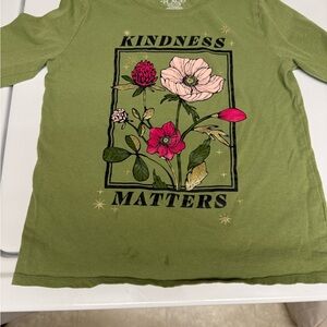 Place Green Long Sleeve Tee with Floral Print